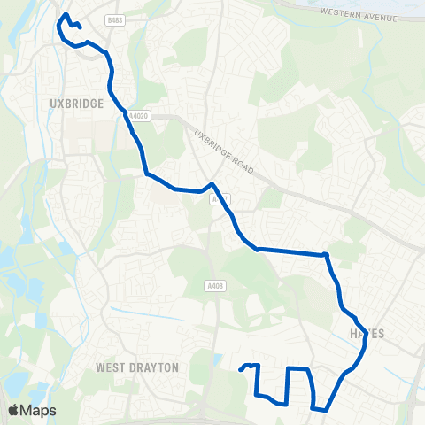 Metroline Travel Prologis Park - Belmont Road map