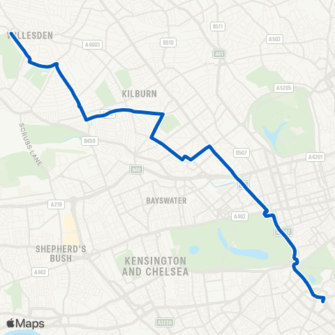 Metroline Travel Victoria Sta - Pound Ln / Willesden Bus Garage map