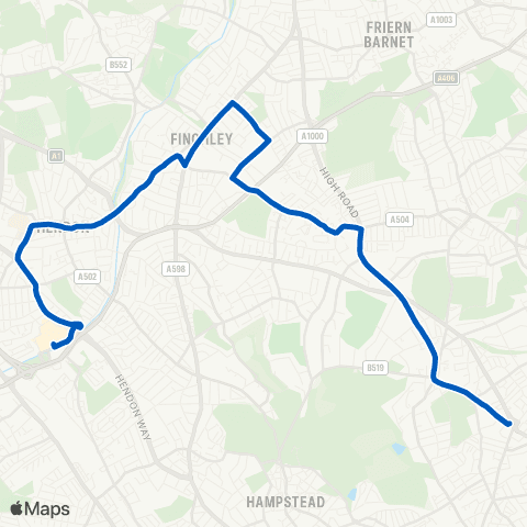 Metroline Travel Archway Sta - Brent Cross Shopping Ctr map