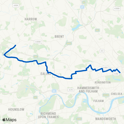 Metroline Travel Northolt Sta - Marble Arch Sta / Edgware Rd map