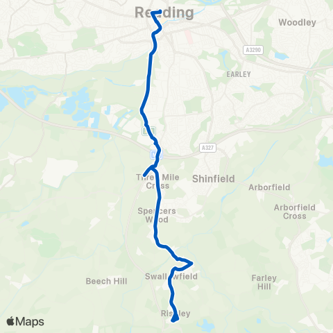 Reading Buses The Bull - St Marys Butts map