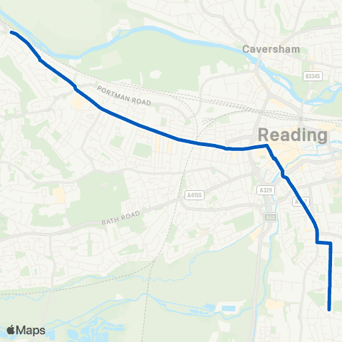 Reading Buses Kentwood Circle - Canterbury Road map