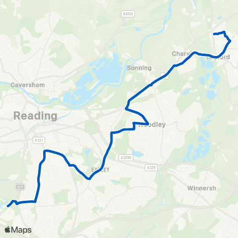 Reading Buses Reading Stadium Bus Pk - Carlile Gardens map