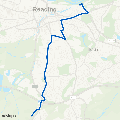 Reading Buses Mereoak Lane / P&R - Thames Valley P&R map