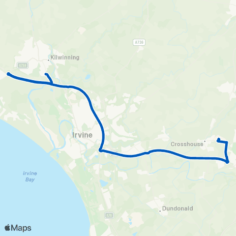 Shuttle Buses Crosshouse Hospital - Longford Avenue map