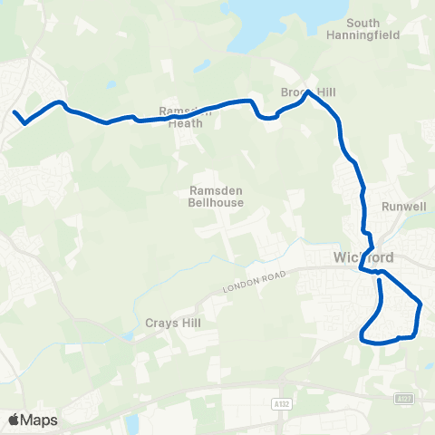 NIBSbuses Tiptree Grove - Bush Hall Stores map