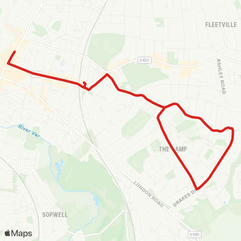 Redline St Peter's St - St Albans City Railway Sta map