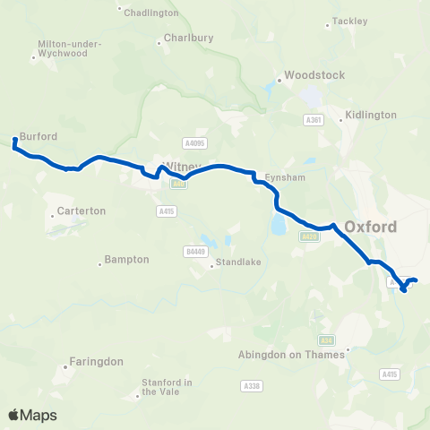 Pulhams Coaches Kassam Stadium - Burford Primary School map