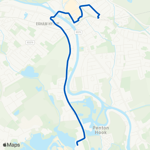 Sullivan Buses Staines Railway Sta - Thorpe Pk Grounds map