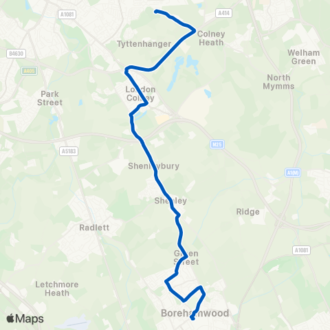 Sullivan Buses Tesco - Nicholas Breakspear Sch Grounds map