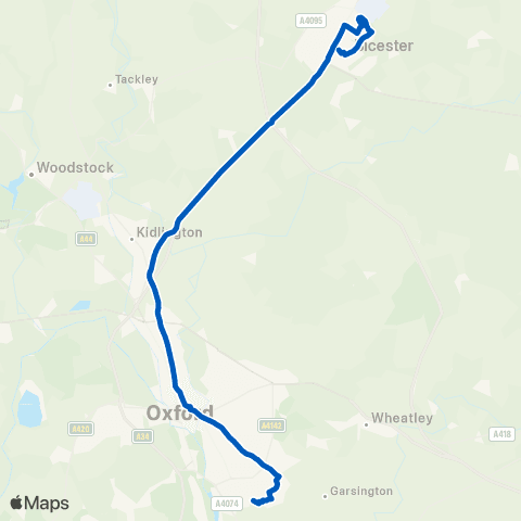 Thames Travel Kassam Stadium - Bicester North Station map