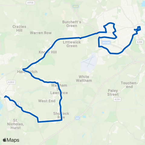 Thames Valley Buses  map