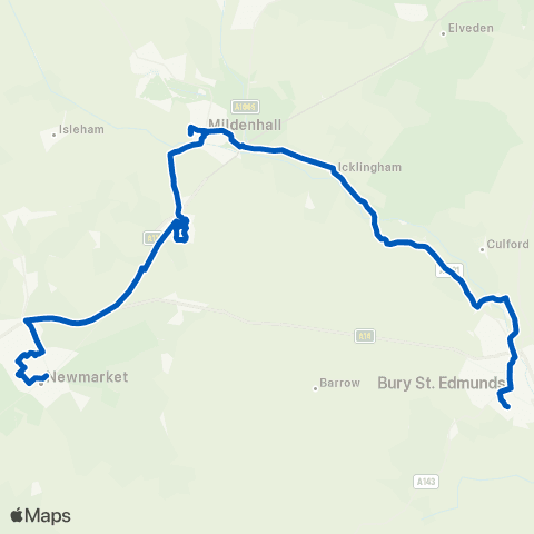 Stephensons of Essex W Suffolk Hospital - The Guineas Bus Sta map