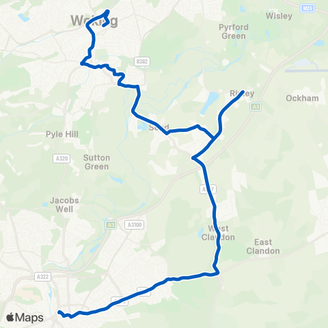 White Bus Services Woking Railway Sta - Friary Bus Sta map