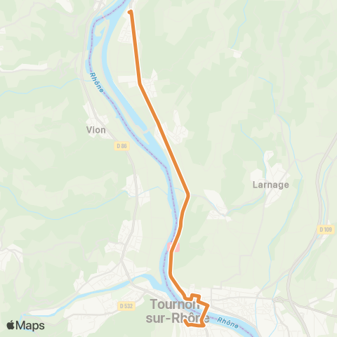 Arche Agglo le Bus Navette Marchés Serves - Tain - Tournon map