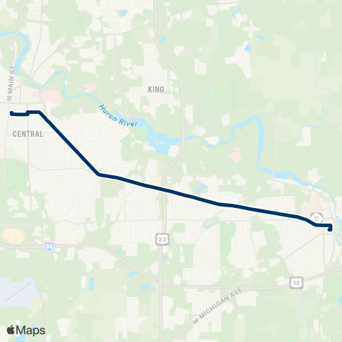 TheRide Washtenaw Express map
