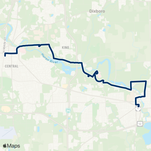 TheRide Huron River map