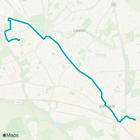 Arriva Beds and Bucks The Green Shops - Luton Sta Interchange map