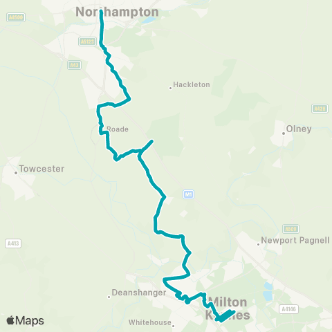 Arriva Beds and Bucks Central Railway Sta - Northampton Bus Interchange map