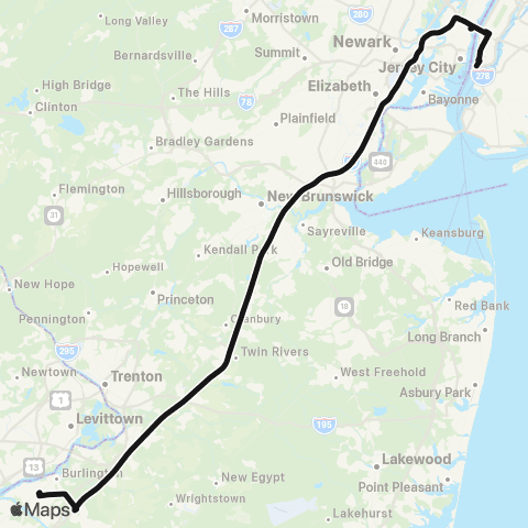 Academy Bus Willingboro, Westampton - Midtown Manhattan map