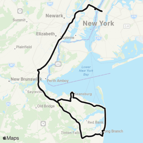 Academy Bus Route 36 - Port Authority map
