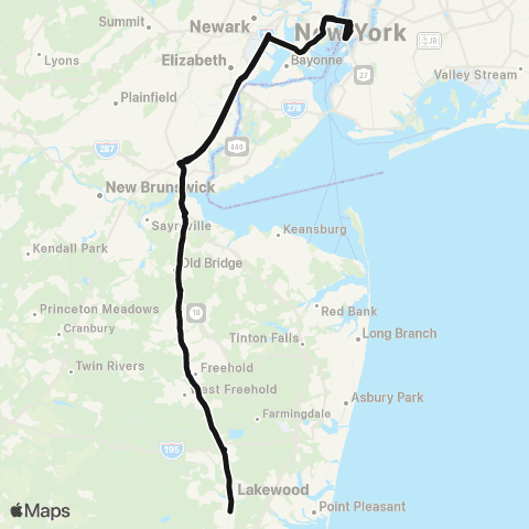 Academy Bus Route 9 - Wall Street map