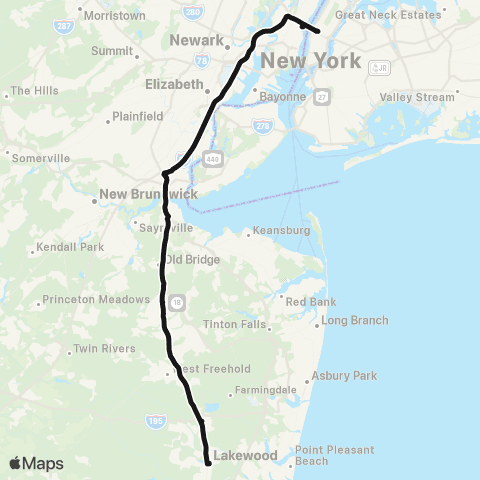 Academy Bus Route 9 - Port Authority map