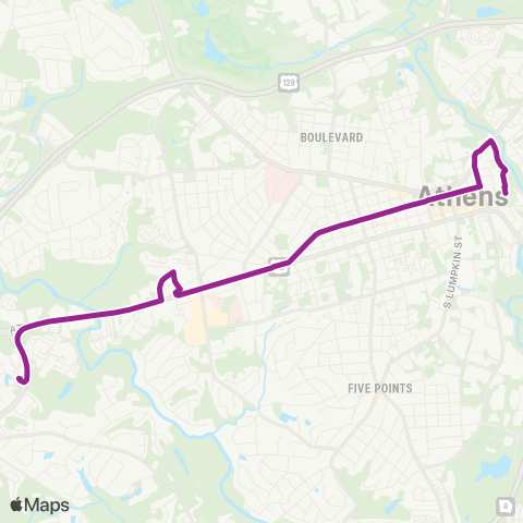 Athens Clarke County Transit Hancock / Baxter map