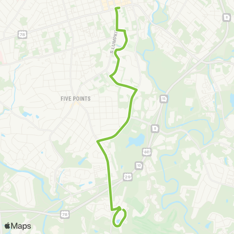 Athens Clarke County Transit Lumpkin / S Milledge map