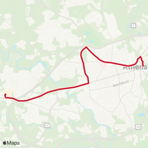 Athens Clarke County Transit West Athens map