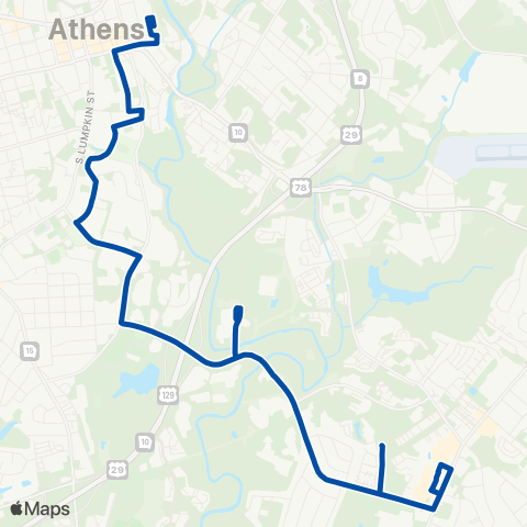 Athens Clarke County Transit College Station map