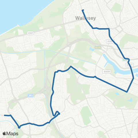 Al's Coaches Wallasey Village - Brookside Crescent map