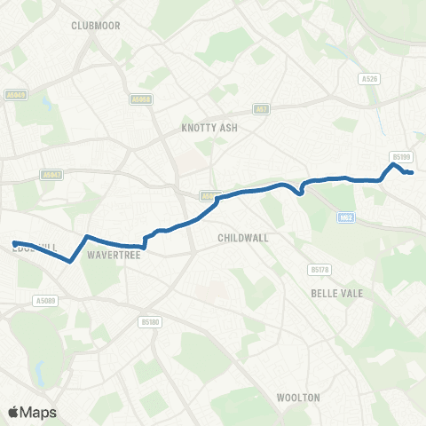 Al's Coaches Archbishop Blanche Sch - Huyton Bus Sta map