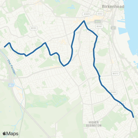 Al's Coaches Westcott Way - Bebington Station map