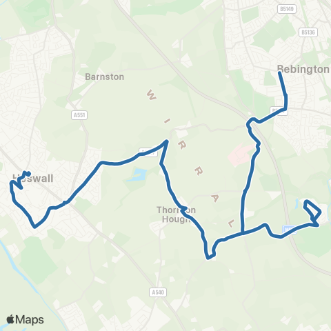 Al's Coaches Heswall Bus Sta - Wirral Grammar School map