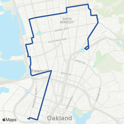 AC Transit Claremont - Dwight - Adeline map