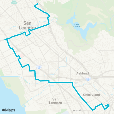 AC Transit Estudillo - Davis - Meekland map