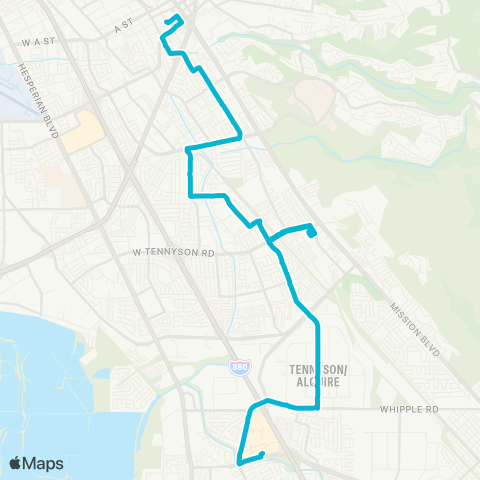 AC Transit Whitman - Huntwood - Union Landg map