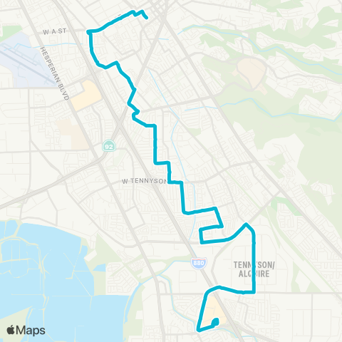 AC Transit Santa Clara - Weekes - Huntwood map