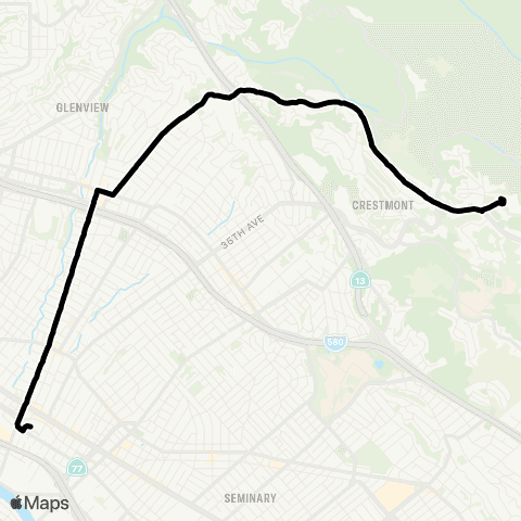 AC Transit Skyline High - Fruitvale Avenue map