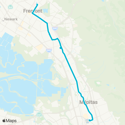 AC Transit Fremont Boulevard-Warm Springs-Milpa. map