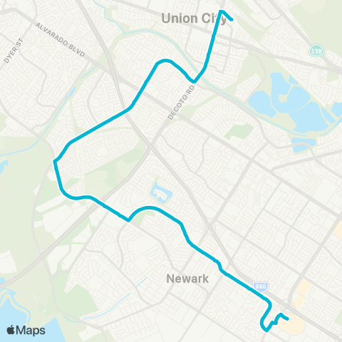 AC Transit Decoto - Paseo Padre-Cedar Boulevard map