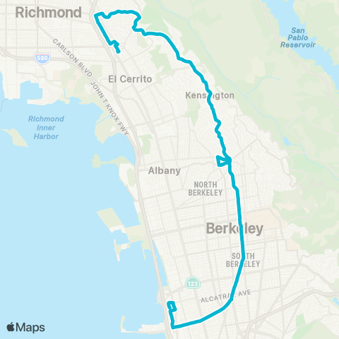 AC Transit Arlington - Shattuck - Stanford map