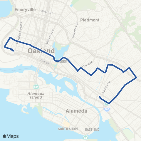 AC Transit 14th Street - San Antonio - High Street map