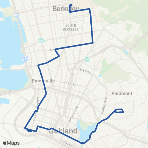 AC Transit Alcatraz - Peralta - Lakeshore map