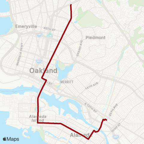 AC Transit Broadway - Santa Clara map