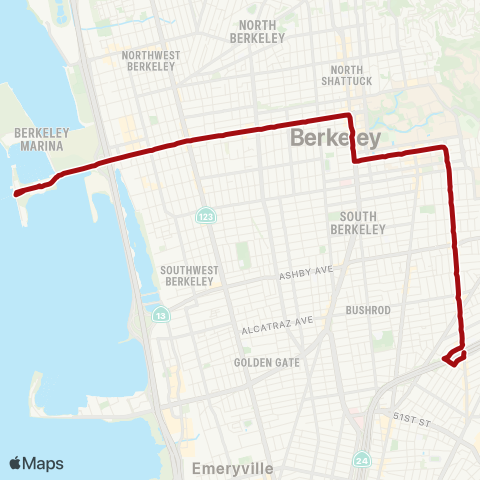 AC Transit University - College - Rockridge map
