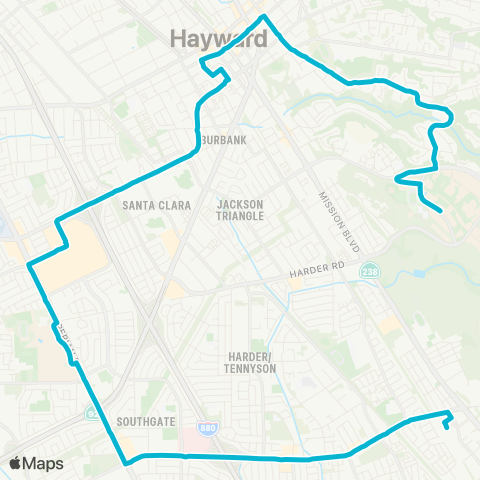 AC Transit CSUEB - Southland - Tennyson map