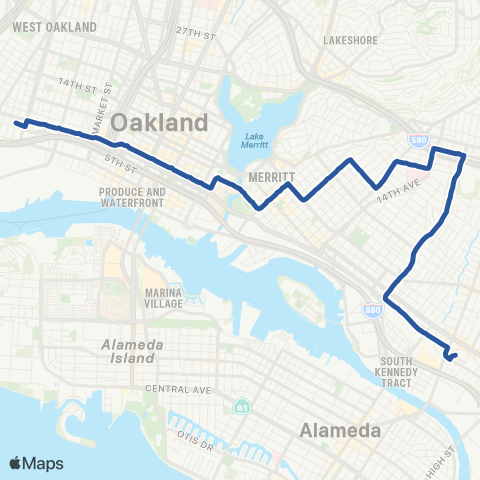 AC Transit 7th Street - San Antonio - 23rd Avenue map