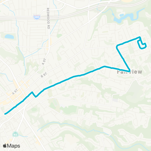 AC Transit D Street - Maud - Fairview map